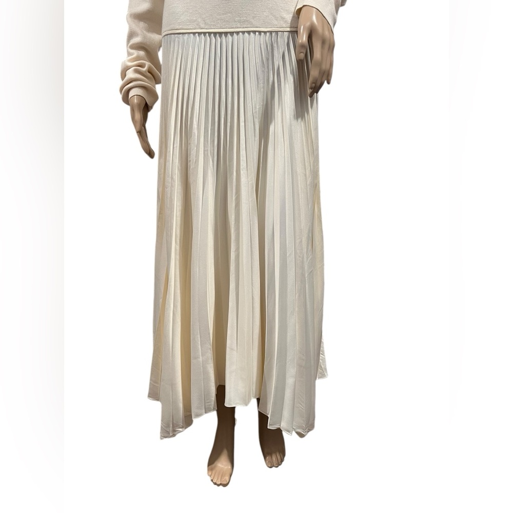 Polo Ralph Lauren Womens Dress Long-Sleeve Cream pleated Mockneck Wool Silk XL - Picture 8 of 16